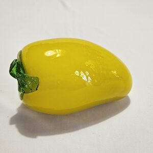 Murano Style Glass Yellow Pepper • Vintage Art Glass